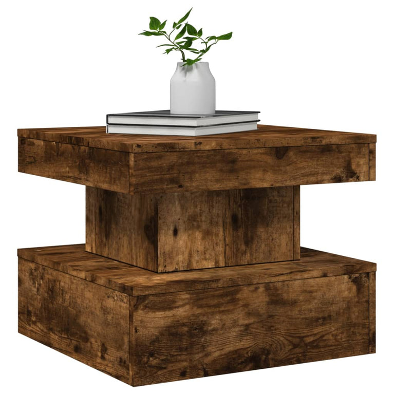 Salontafel met metalen poten 50x50x40 cm gerookt eikenkleurig