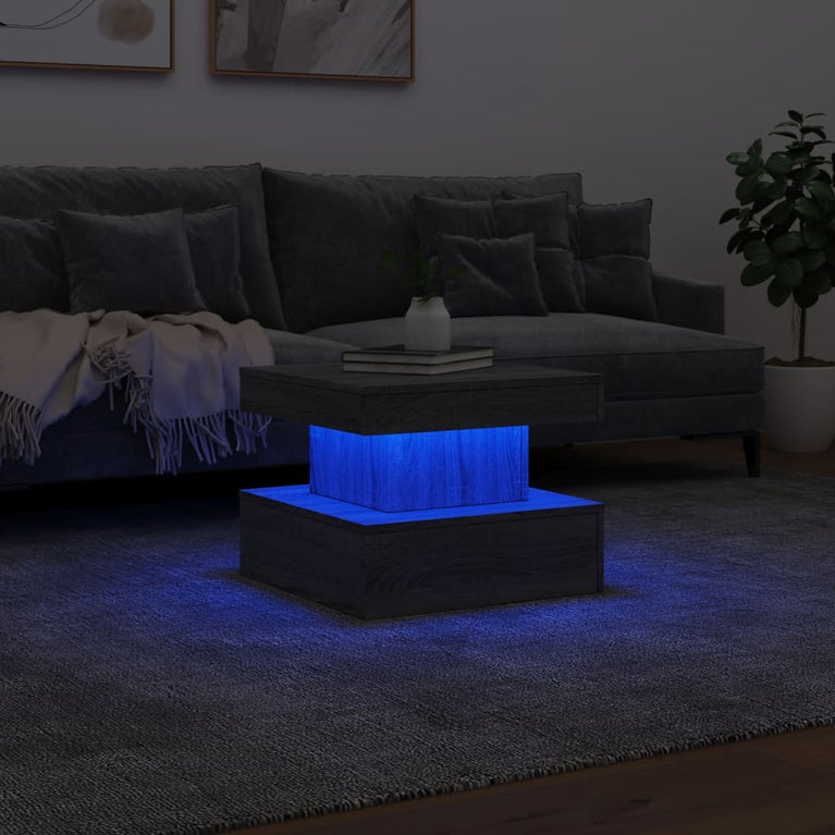 Salontafel met LED-verlichting 50x50x40 cm grijs sonoma eiken