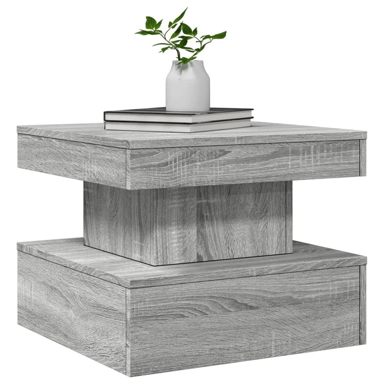 Salontafel met LED-verlichting 50x50x40 cm grijs sonoma eiken