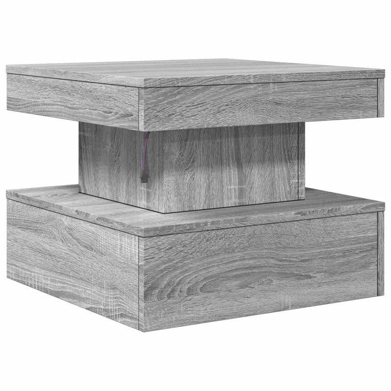 Salontafel met LED-verlichting 50x50x40 cm grijs sonoma eiken