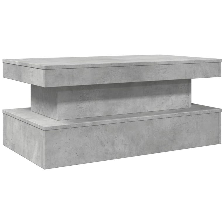 Salontafel met LED-verlichting 90x50x40 cm betongrijs