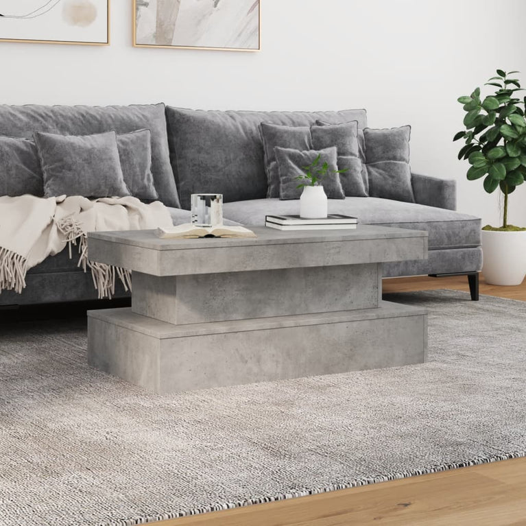 Salontafel met LED-verlichting 90x50x40 cm betongrijs