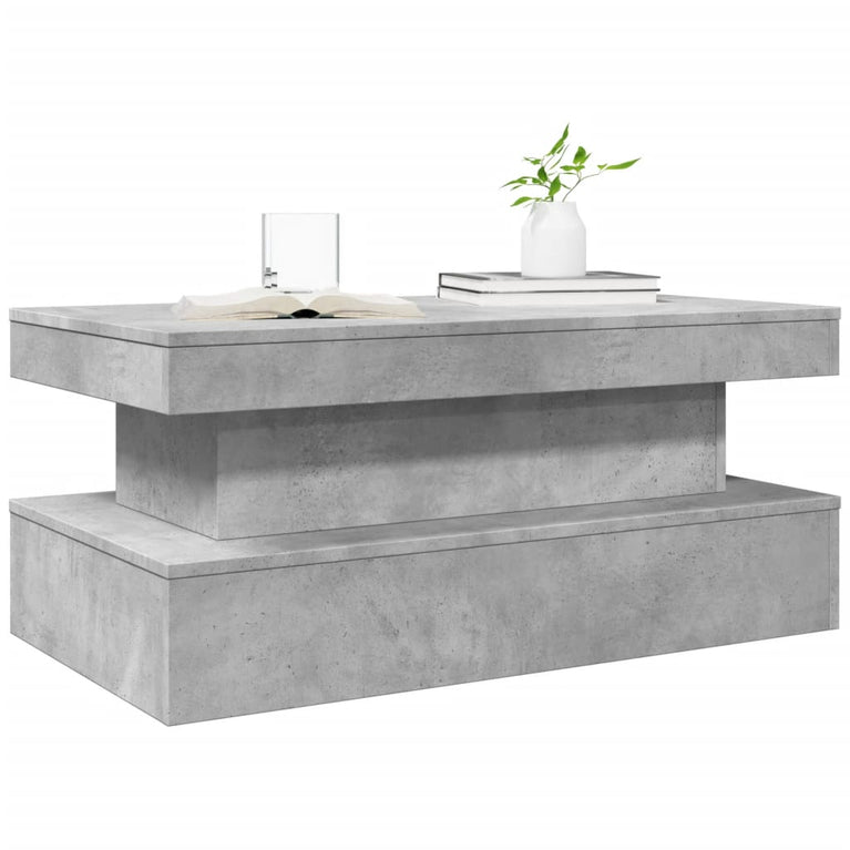 Salontafel met LED-verlichting 90x50x40 cm betongrijs