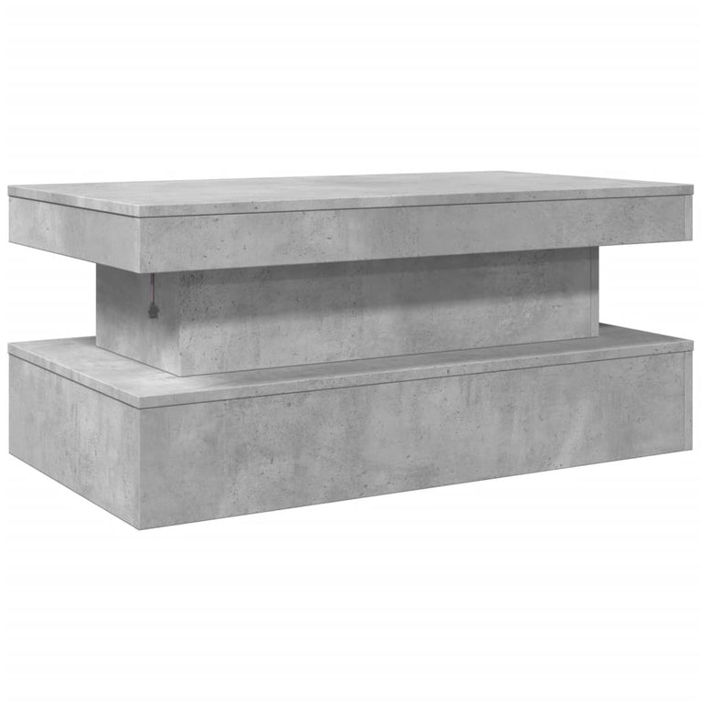 Salontafel met LED-verlichting 90x50x40 cm betongrijs