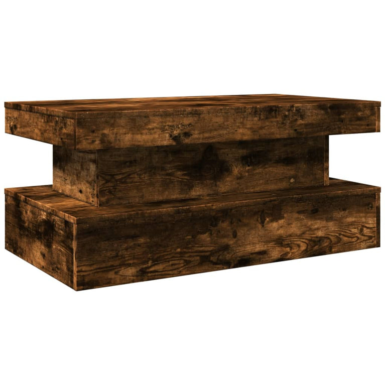 Salontafel met LED-verlichting 90x50x40 cm gerookt eikenkleurig