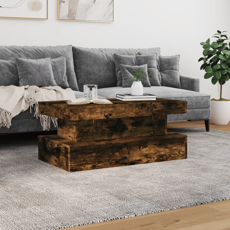 Salontafel met LED-verlichting 90x50x40 cm gerookt eikenkleurig