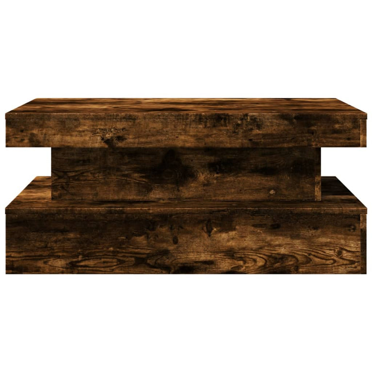 Salontafel met LED-verlichting 90x50x40 cm gerookt eikenkleurig