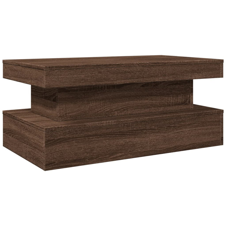 Salontafel met LED-verlichting 90x50x40 cm bruineikenkleurig