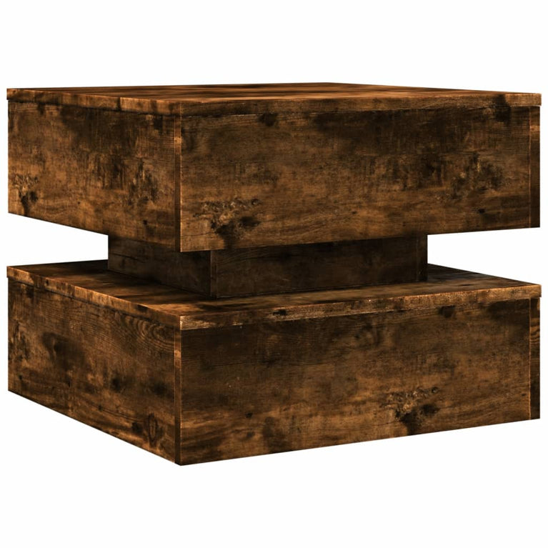 Salontafel met metalen poten 50x50x40 cm gerookt eikenkleurig