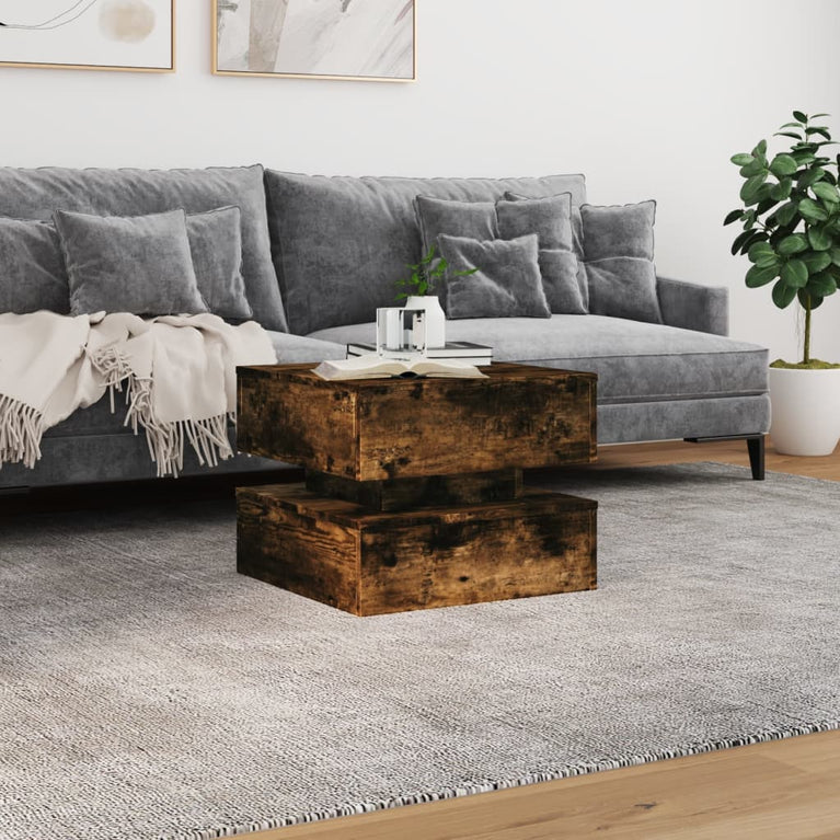 Salontafel met metalen poten 50x50x40 cm gerookt eikenkleurig
