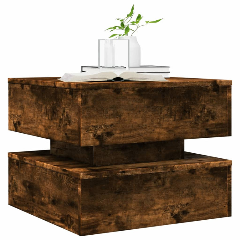 Salontafel met metalen poten 50x50x40 cm gerookt eikenkleurig