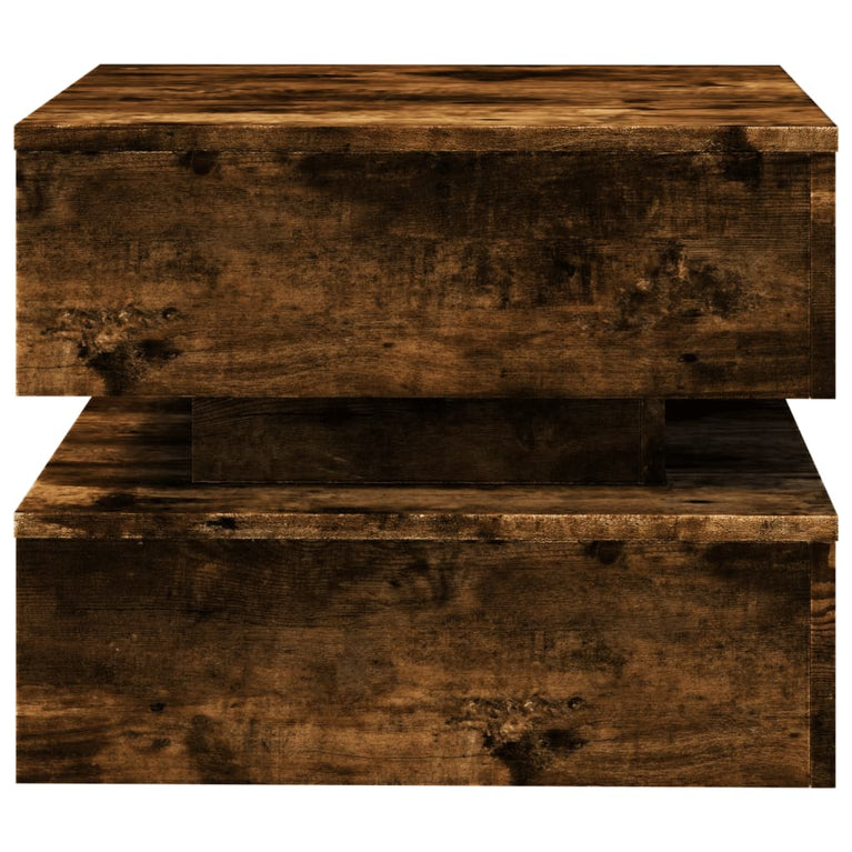 Salontafel met metalen poten 50x50x40 cm gerookt eikenkleurig