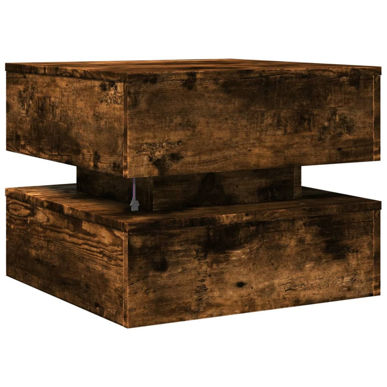 Salontafel met metalen poten 50x50x40 cm gerookt eikenkleurig