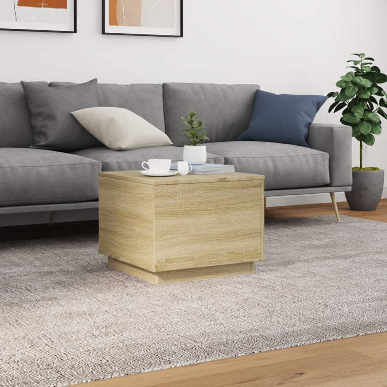 Salontafel met LED-verlichting 50x50x40 cm sonoma eiken
