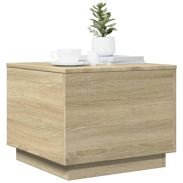 Salontafel met LED-verlichting 50x50x40 cm sonoma eiken