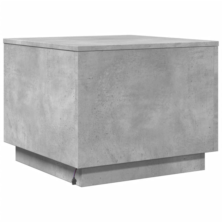 Salontafel met LED-verlichting 50x50x40 cm betongrijs