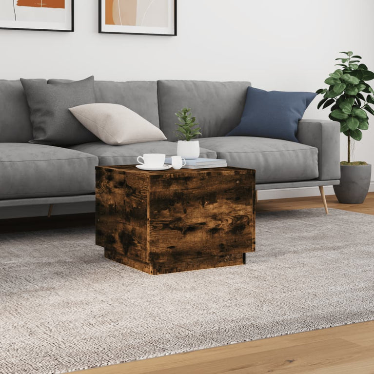 Salontafel met metalen poten 50x50x40 cm gerookt eikenkleurig