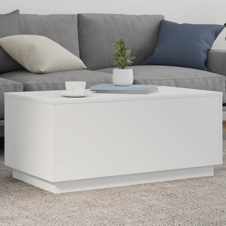 Salontafel met LED-verlichting 90x50x40 cm wit