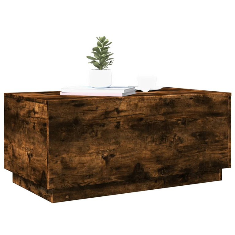 Salontafel met LED-verlichting 90x50x40 cm gerookt eikenkleurig