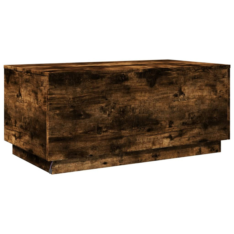 Salontafel met LED-verlichting 90x50x40 cm gerookt eikenkleurig