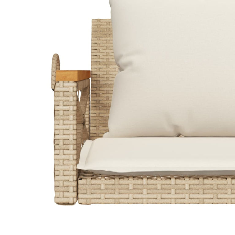 Schommelbank met kussens 109x62x40 cm poly rattan beige