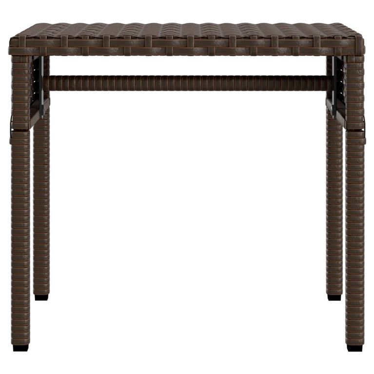 Ligbed met luifel en tafel poly rattan bruin