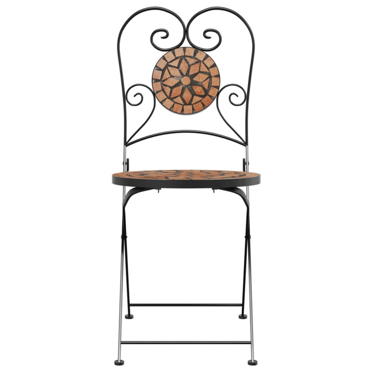 Bistrostoelen 2 st inklapbaar keramiek terracottakleurig