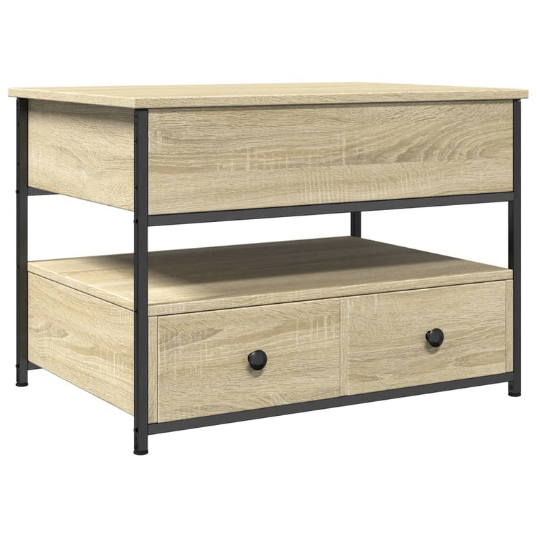 Salontafel 70x50x50 cm bewerkt hout en metaal sonoma eikenkleur