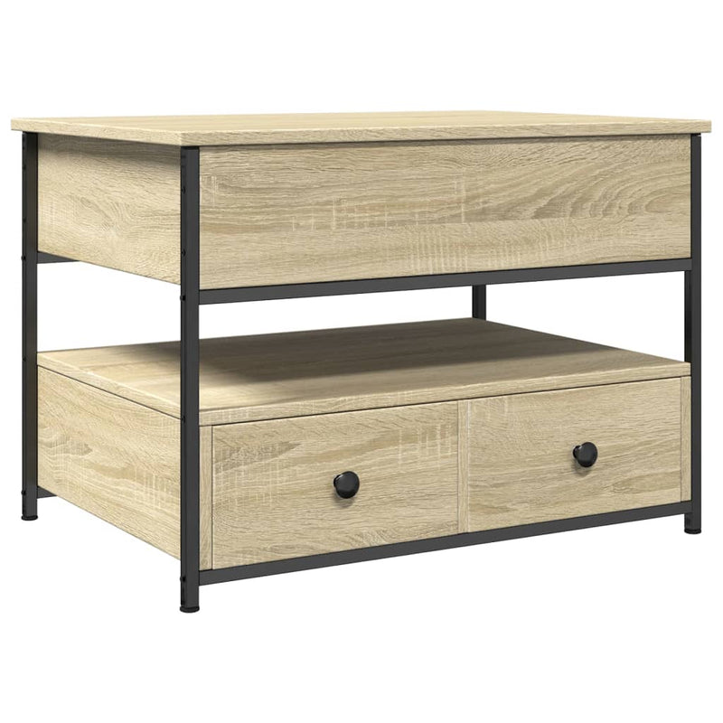 Salontafel 70x50x50 cm bewerkt hout en metaal sonoma eikenkleur