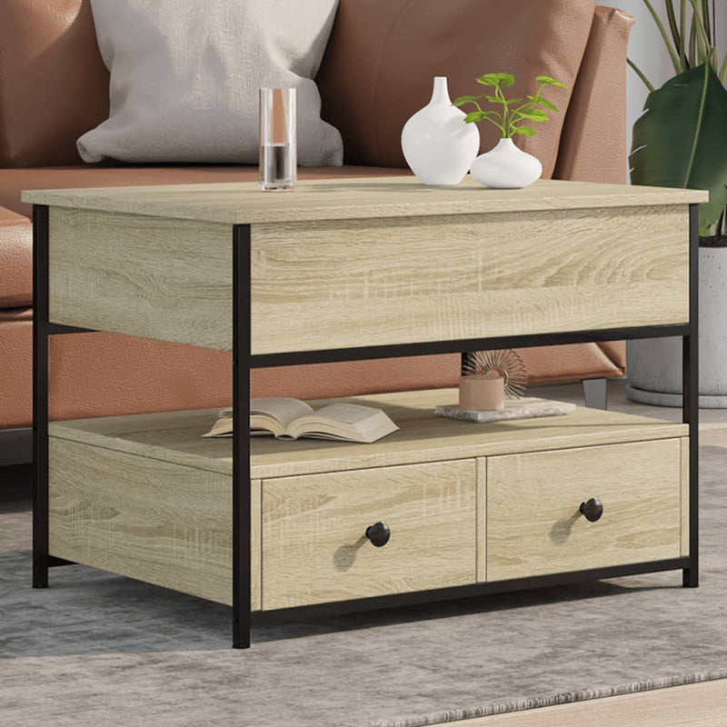 Salontafel 70x50x50 cm bewerkt hout en metaal sonoma eikenkleur