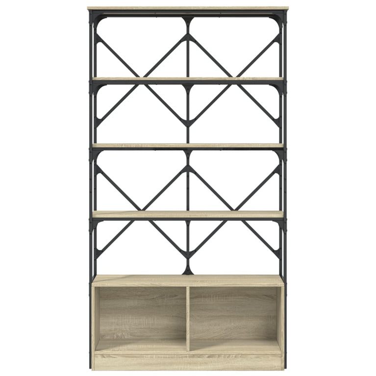 Boekenkast 100x26x180 cm bewerkt hout en metaal sonoma eiken