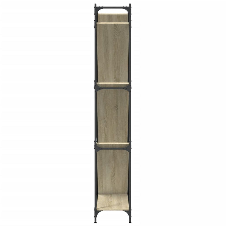 Boekenkast 79x30x180 cm bewerkt hout en metaal sonoma eiken