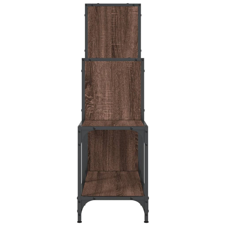 Boekenkast 92x30x102 cm bewerkt hout en metaal bruin eiken