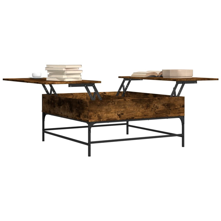 Salontafel 95x95x45 cm bewerkt hout en metaal gerookt eiken