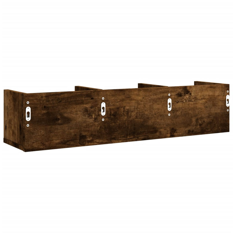 Wandkast 75x18x16,5 cm bewerkt hout gerookt eikenkleurig