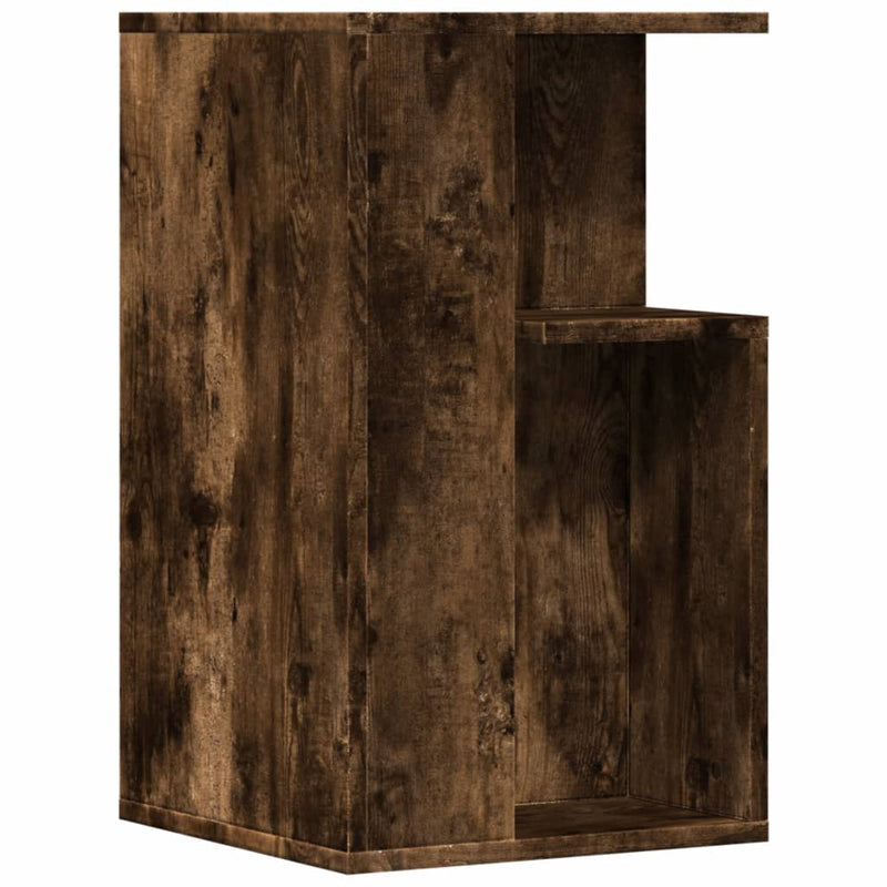 Bijzettafel 35x35x60 cm bewerkt hout gerookt eikenkleurig