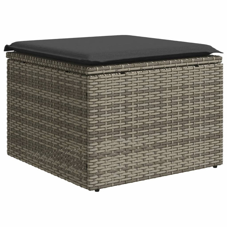 12-delige Loungeset met kussens poly rattan grijs