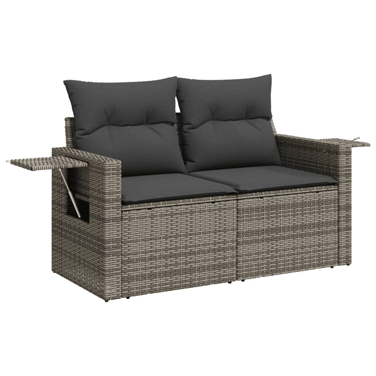 13-delige Loungeset met kussens poly rattan grijs