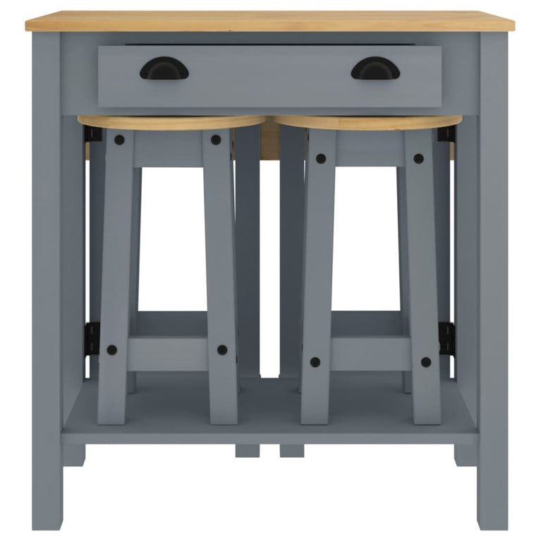 5-delige Barset massief grenenhout grijs