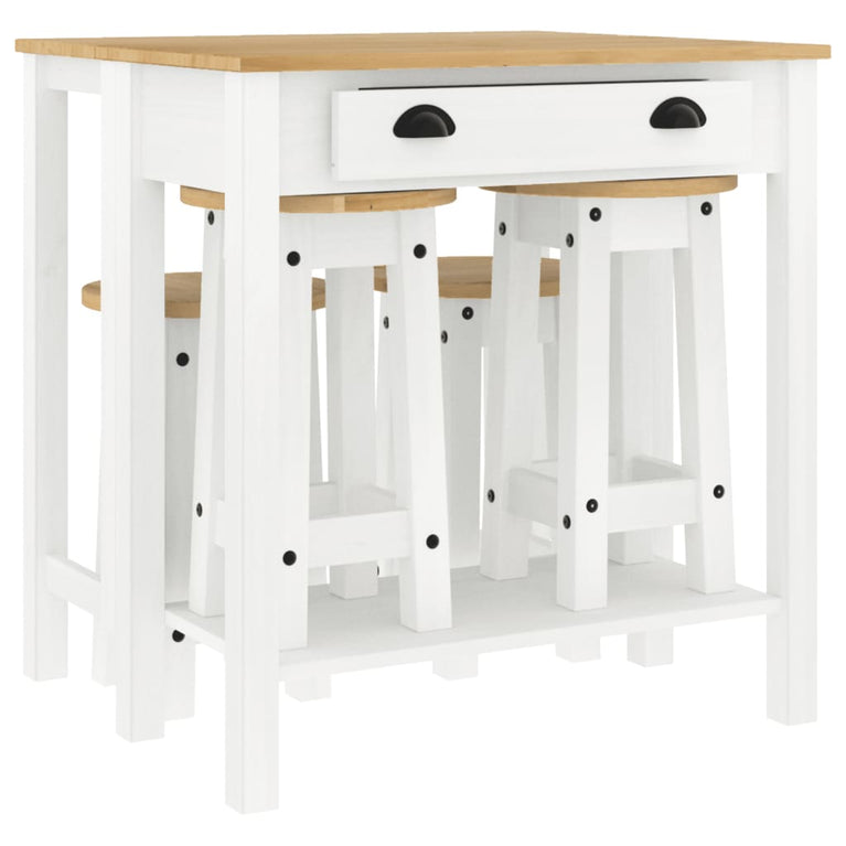 5-delige Barset massief grenenhout wit