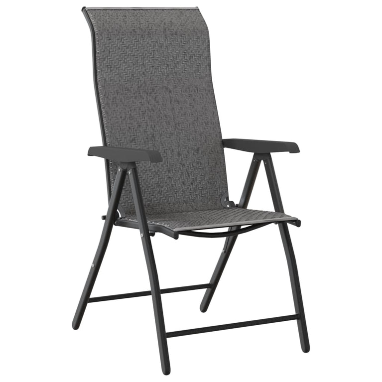 Tuinstoelen 2 st inklapbaar poly rattan grijs
