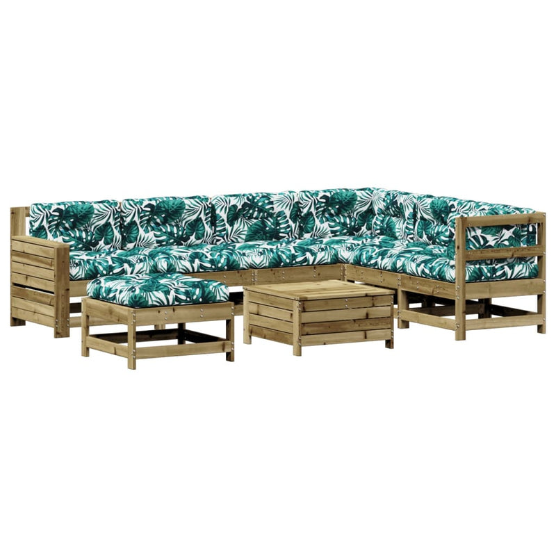 8-delige Loungeset met kussens geïmpregneerd grenenhout