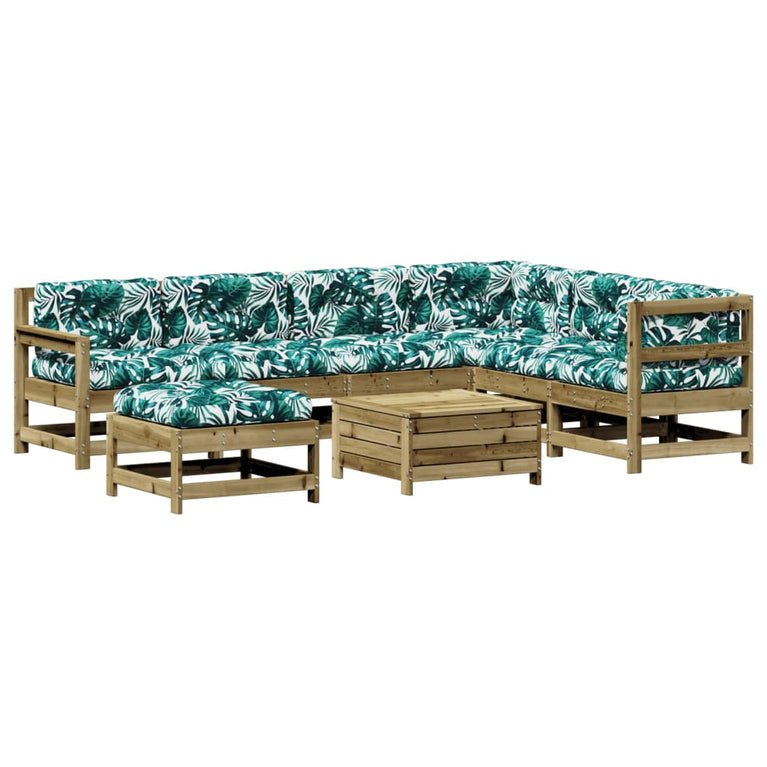 8-delige Loungeset met kussens geïmpregneerd grenenhout