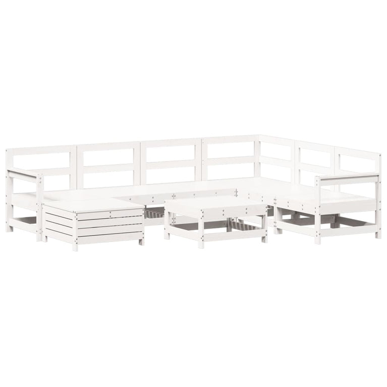 8-delige Loungeset massief grenenhout wit