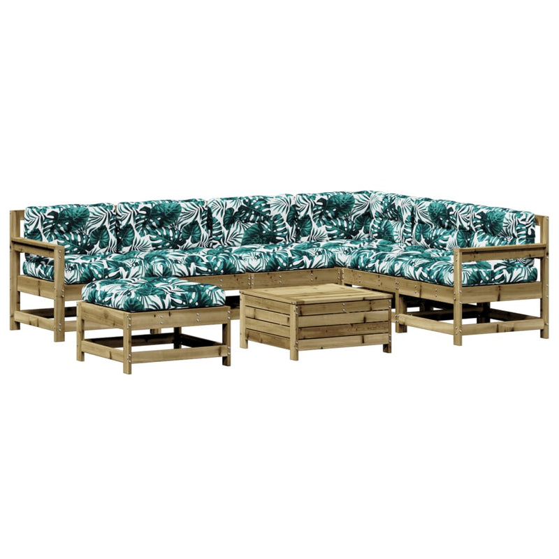 8-delige Loungeset met kussens geïmpregneerd grenenhout