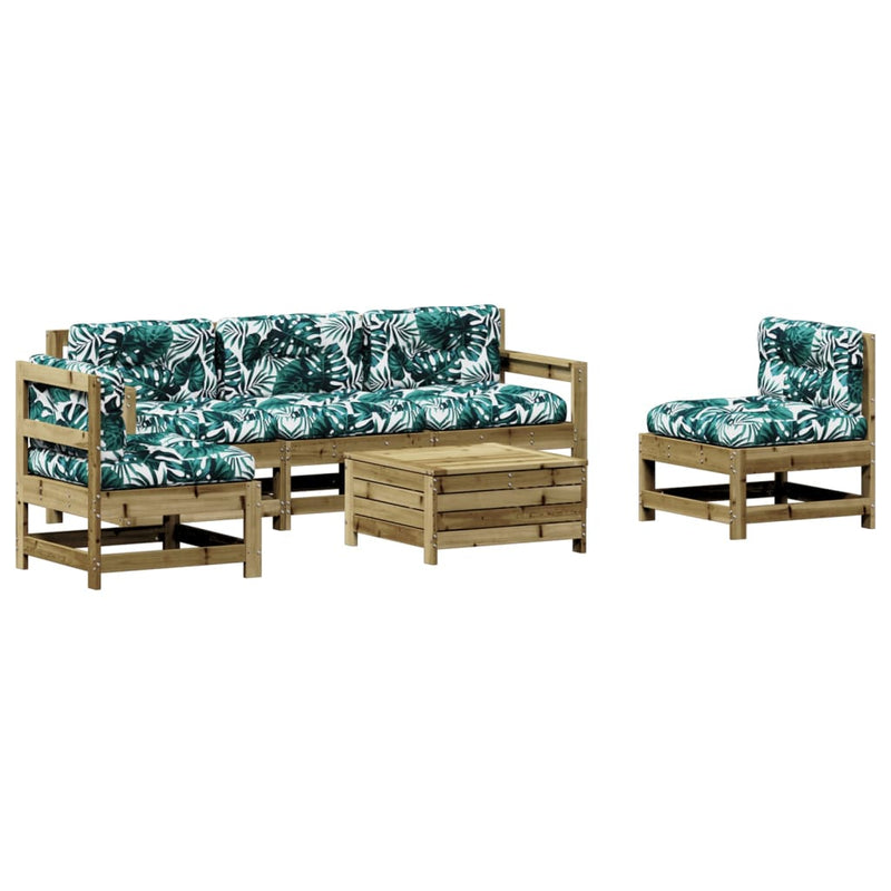 6-delige Loungeset met kussens geïmpregneerd grenenhout