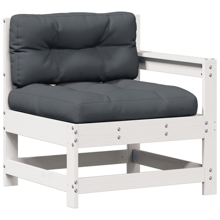 3-delige Loungeset met kussens massief grenenhout wit