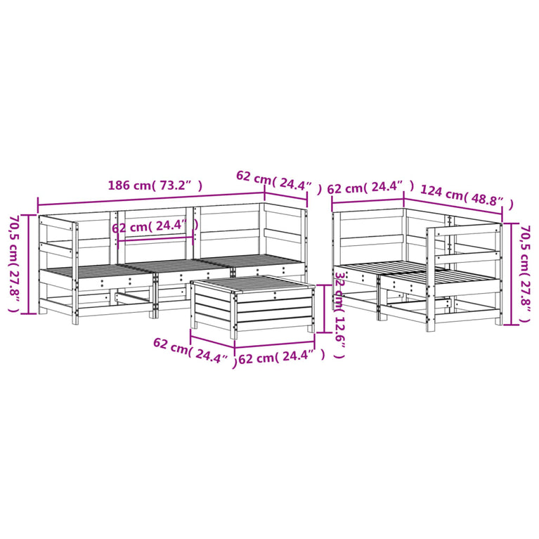 6-delige Loungeset geïmpregneerd grenenhout