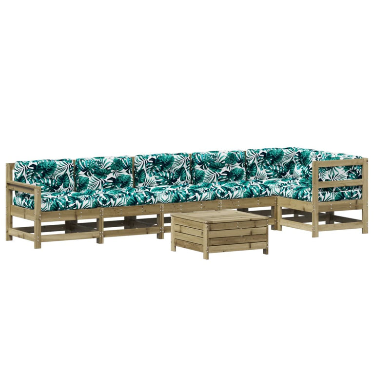 7-delige Loungeset met kussens geïmpregneerd grenenhout