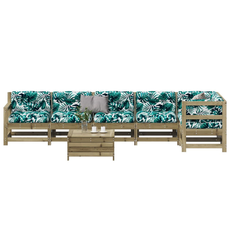 7-delige Loungeset met kussens geïmpregneerd grenenhout